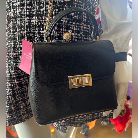 kate spade Handbags - NWT Kate Spade Mini Black Patent Saffiano Crossbody/Handbag 🖤✨